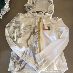 Adidas kids White and Gray Hooded Jacket